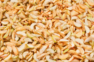 slices of dry apples background