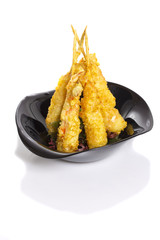Eby shrimp in tempura isolated on white background