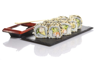 Sushi roll isolated on white background