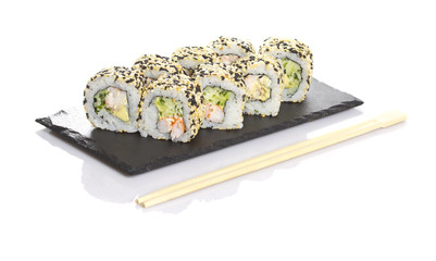 Sushi roll isolated on white background