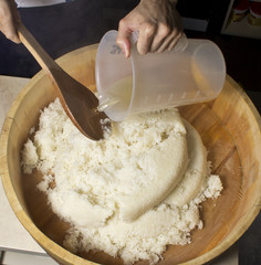 Japan rice for sushi in hangiri