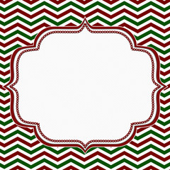 Red, Green and White Chevron Frame with Embroidery Background