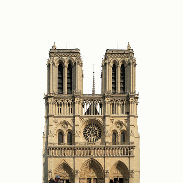 Fototapeta Notre Dame Cathedral on white background, Paris, France