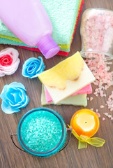 color salt and soaps