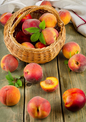 fresh peaches in basket