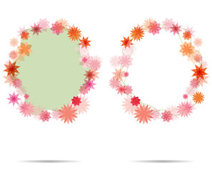 flower frame on green background