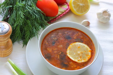 Russian meat soup - Solyanka