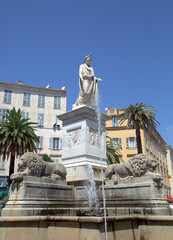 Foch square and bonaparte statue in in Ajaccio