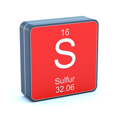 Sulfur - element of the periodic table on 3d red icon