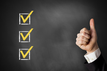 thumbs up checkbox chalkboard