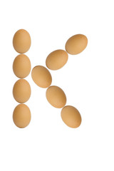Alphabets  A to Z from brown eggs alphabet isolated on white bac