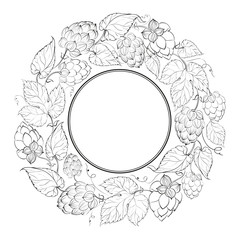 Black circle of fruit hops