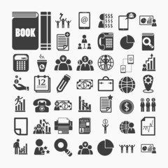 Business icons and Finance icons  on  White paper .Illustration