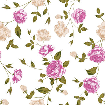 Seamless texture of pastel roses for textiles