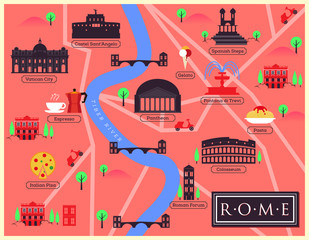 Plakat City Map Illustration of Rome