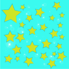 abstract bokeh gold star on blue background