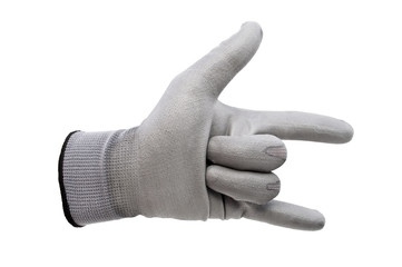 gray work gloves isolated