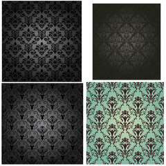 Damask seamless pattern set