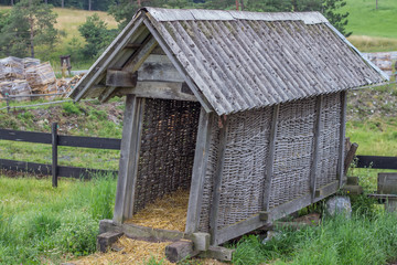 Vintage small barn for hay and straw