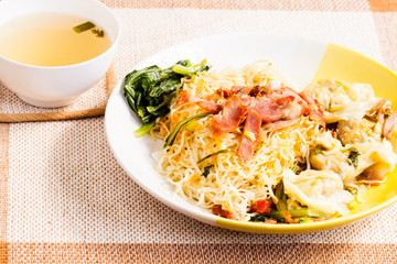 noodles with pork and vegetables.