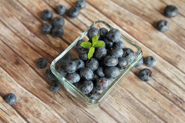 bowl of blueberries with mint