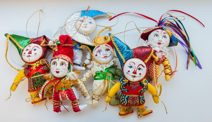 Fototapeta na wymiar bright christmas clown figures decorations