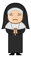 Obraz na płótnie Canvas Nun Praying to God - Cartoon Vector