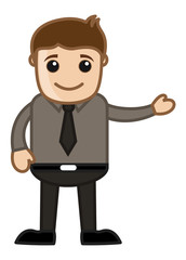 Innocent Man Presenting - Cartoon Vector