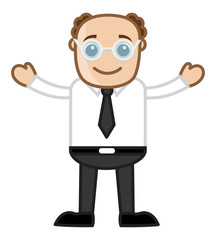 Old Semi Bald Man Raising His Hands