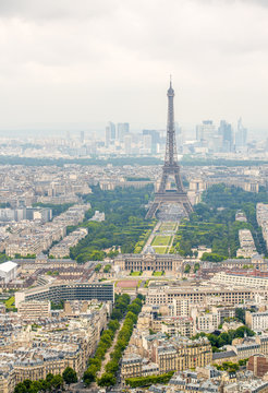 Eiffel Tower. Aerial view with cityscape