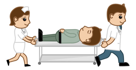 Cartoon Vector - Nurse and Doctor Carrying the Patient