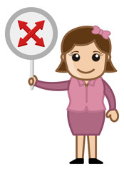Crossed Arrows - Woman Showing Sign Board