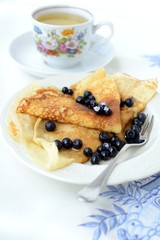 Crepes with blueberries