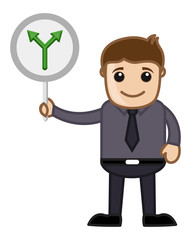 Two Ways Choice Concept - Cartoon Man