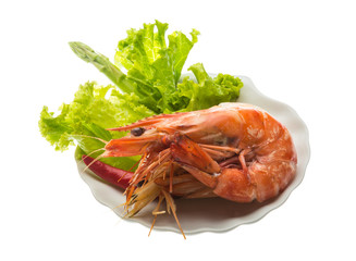 Boiled king prawns