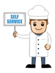 Self Service Board - Holding a Cartoon Chef