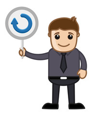 Cartoon Man Showing Process Banner