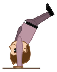 Man Jumping Upside Down - Vector Cartoon