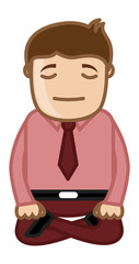 Cartoon Man Vector - Yoga Meditation