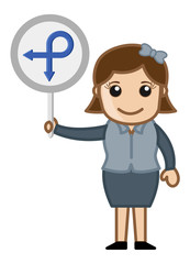 Woman Showing Circular Way Board Vector