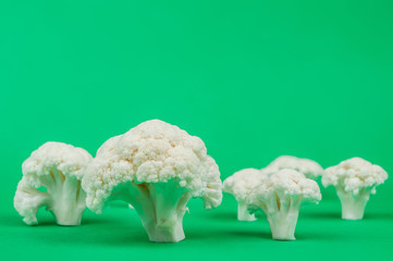 cauliflower on a green