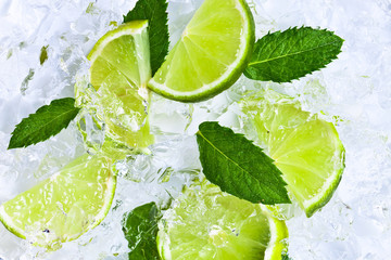 lime slices and peppermint