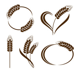 Set of abstract wheat ears icons