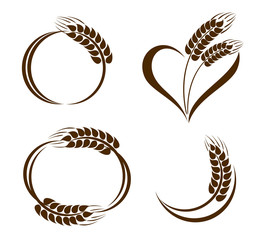Set of abstract wheat ears icons
