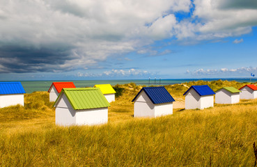Fototapeta na wymiar Colourful houses on the beach
