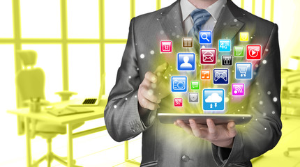 Business man using tablet PC