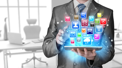 Business man using tablet PC