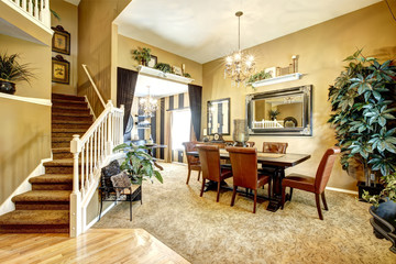 House interior. Dining room with wine tasting area