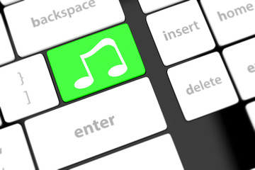 computer keyboard with icon music