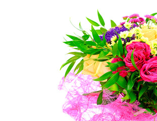 Colorful Flowers Bouquet Isolated on White Background